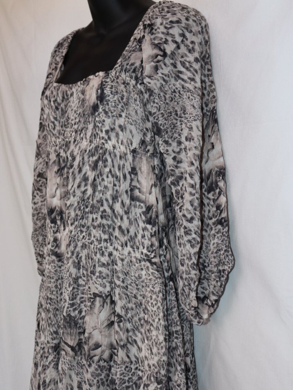 ALLSAINTS Grey & Black Animal Print Dress – Size UK 4 / US 0 / EU 32 - Picture 10 of 14